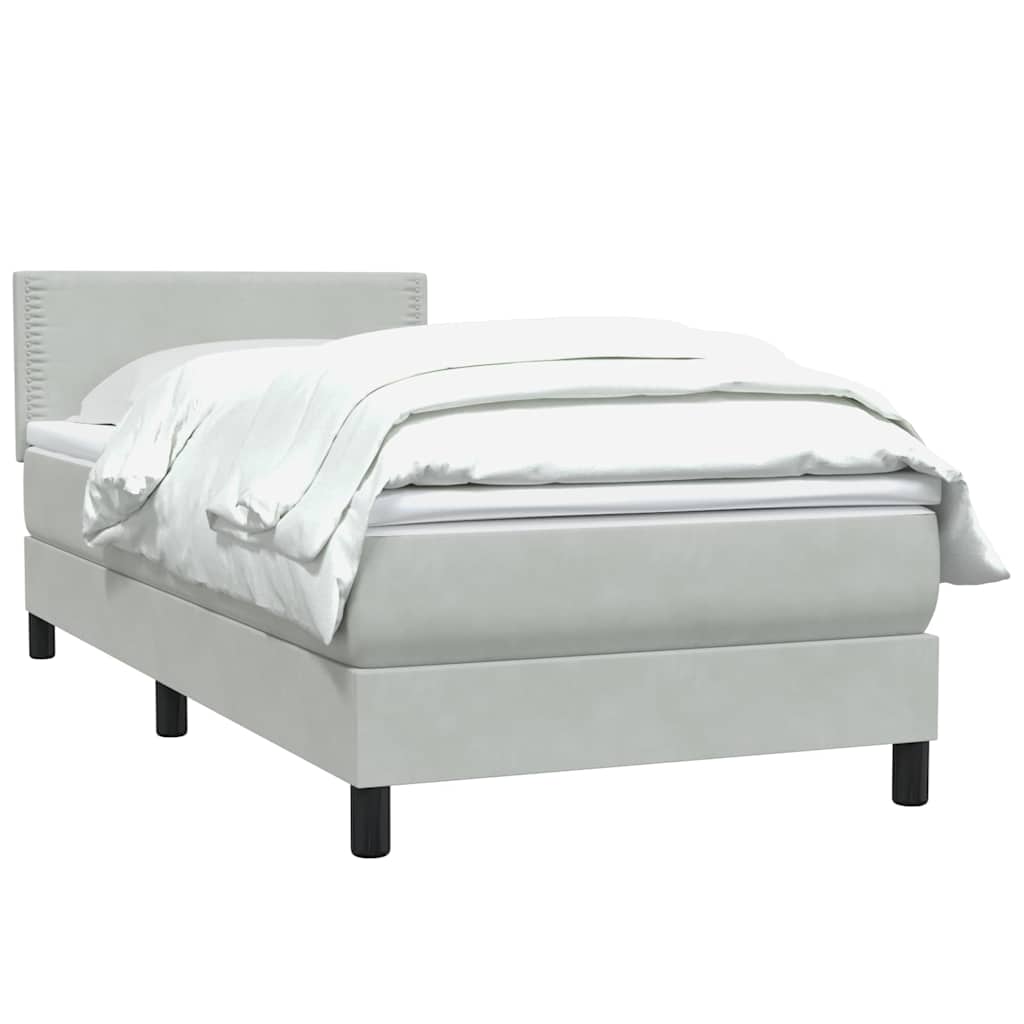 Giroletto a Molle con Materasso Grigio Chiaro 80x210 cm Velluto