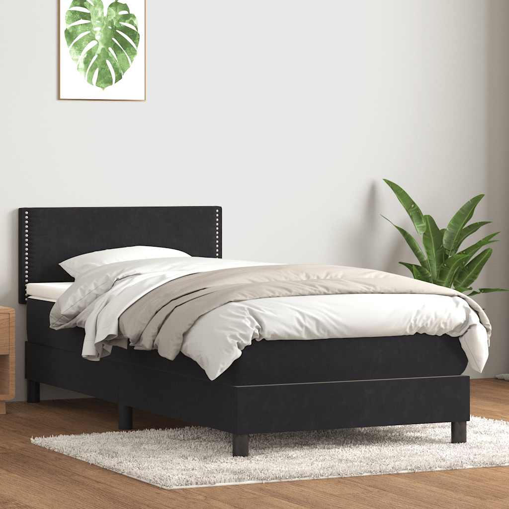 Giroletto a Molle con Materasso Nero 80x210 cm Velluto