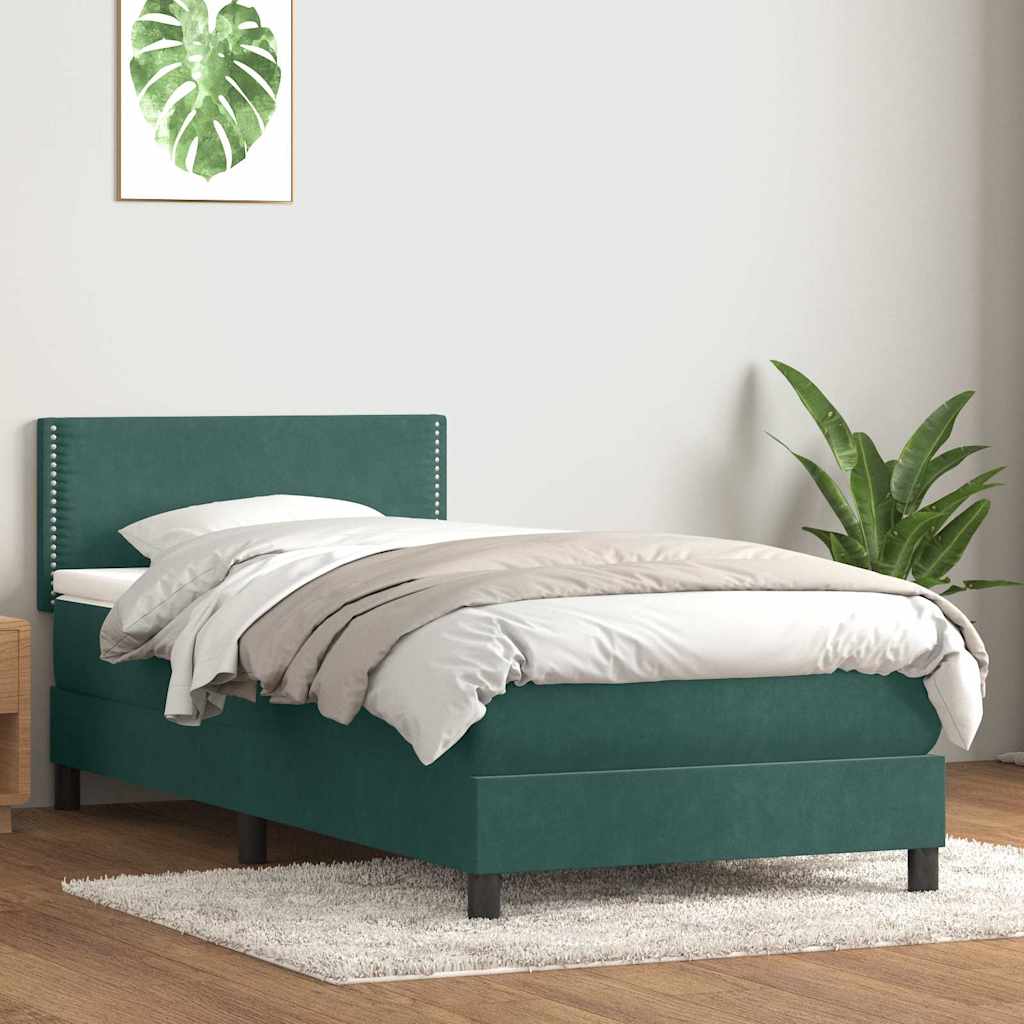 Giroletto a Molle con Materasso Verde Scuro 80x210 cm Velluto