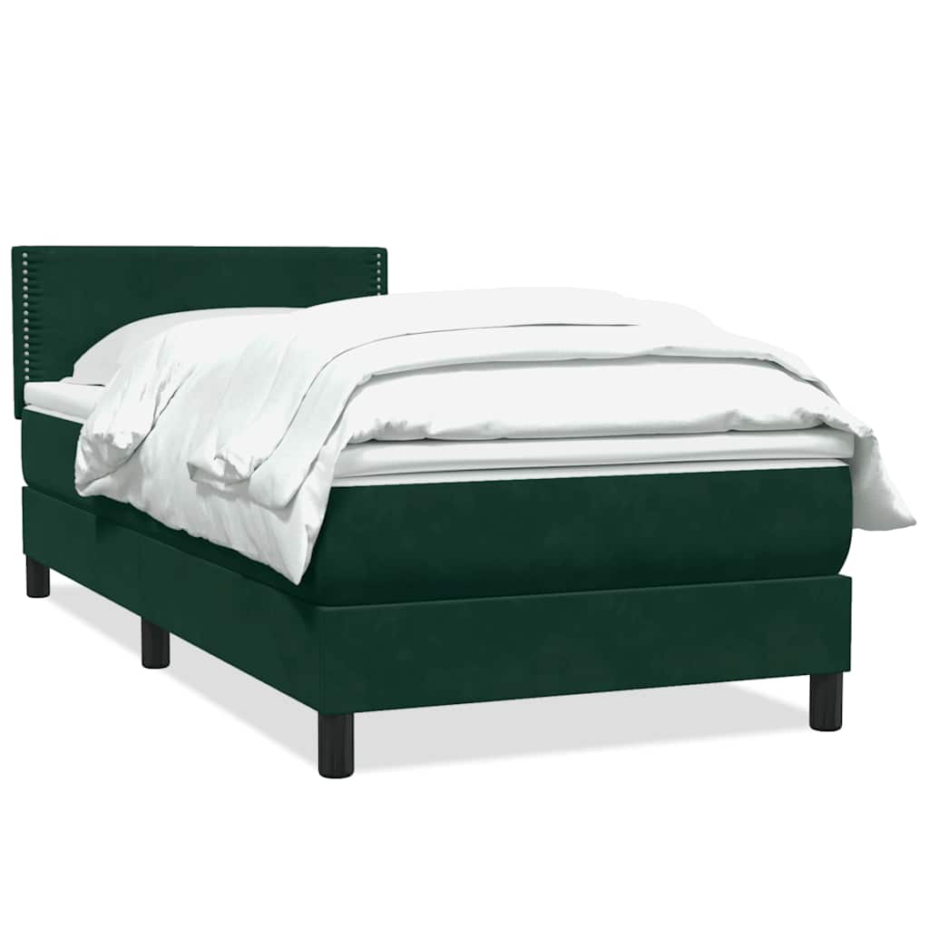 Giroletto a Molle con Materasso Verde Scuro 90x210 cm Velluto