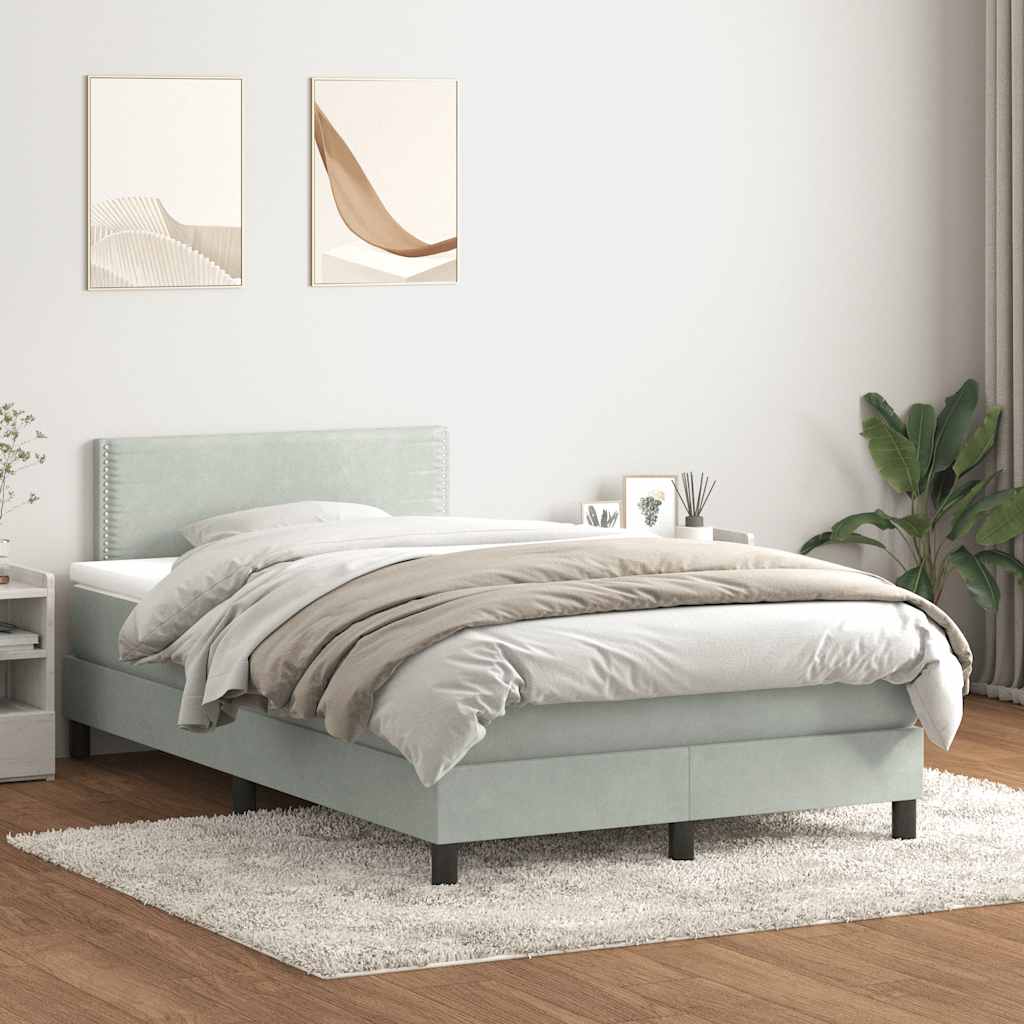 Giroletto a Molle con Materasso Grigio Chiaro 120x210cm Velluto