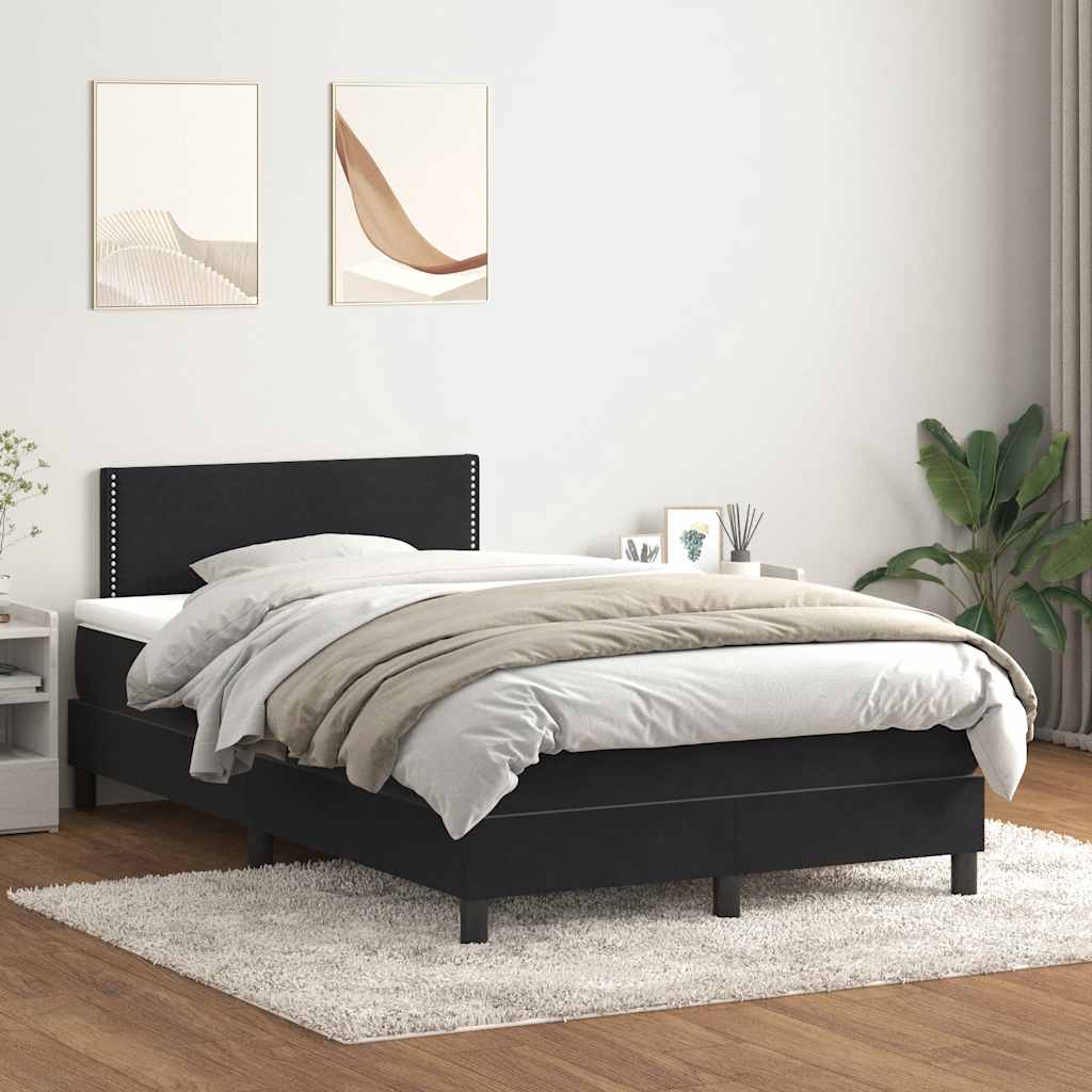 Giroletto a Molle con Materasso Nero 120x210 cm in Velluto