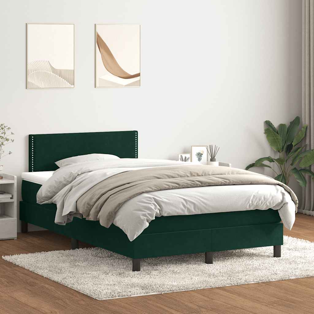 Giroletto a Molle con Materasso Verde Scuro 120x210 cm Velluto