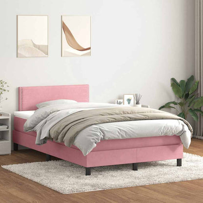 Giroletto a Molle con Materasso Rosa 120x210 cm in Velluto