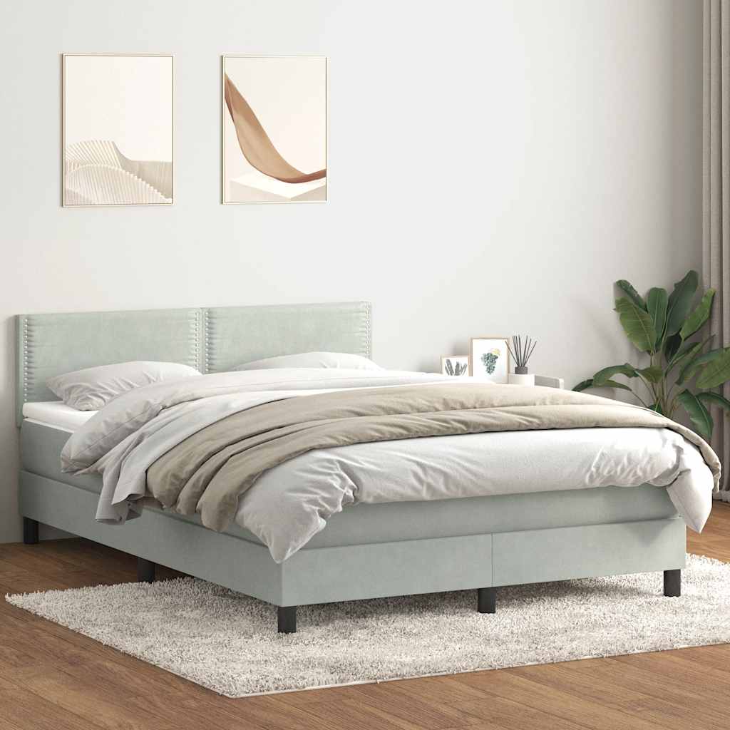 Giroletto a Molle con Materasso Grigio Chiaro 140x210cm Velluto