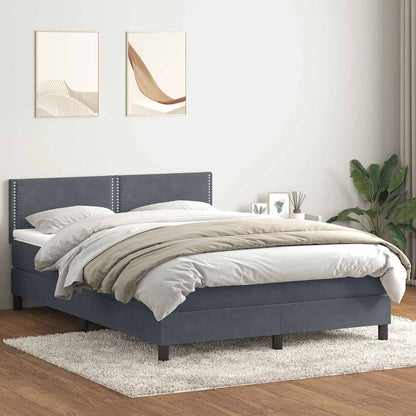 Giroletto a Molle con Materasso Grigio Scuro 140x210 cm Velluto