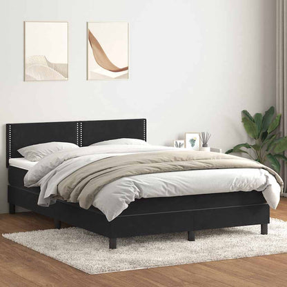 Giroletto a Molle con Materasso Nero 140x210 cm in Velluto