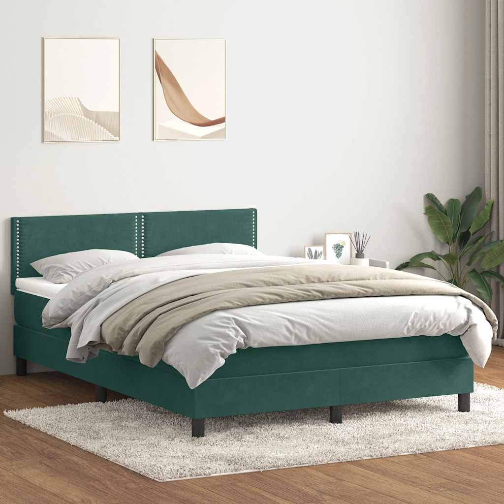 Giroletto a Molle con Materasso Verde Scuro 140x210 cm Velluto