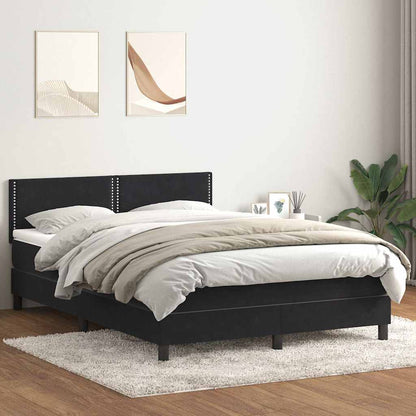 Giroletto a Molle con Materasso Nero 160x210 cm in Velluto