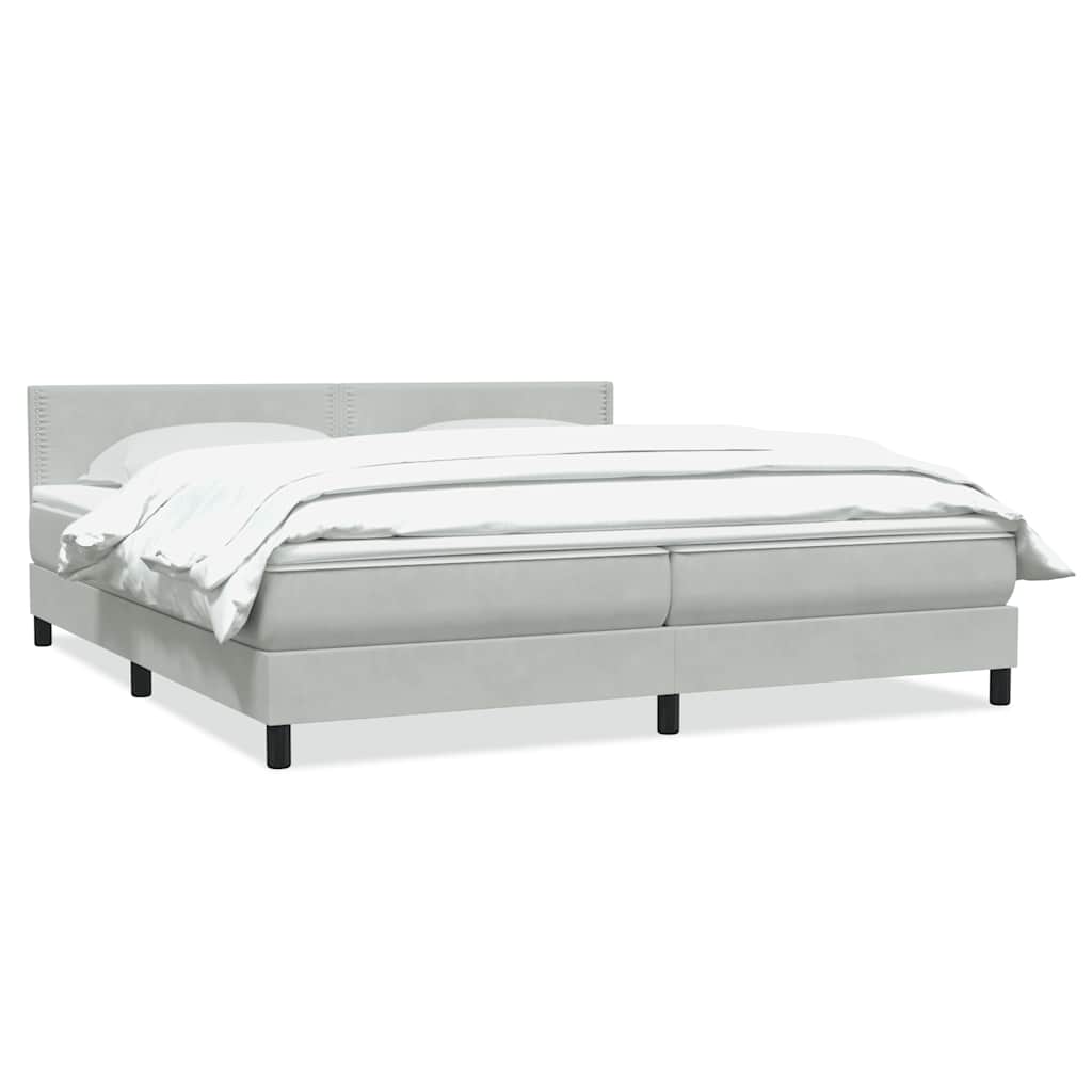 Giroletto a Molle con Materasso Grigio Chiaro 180x210cm Velluto