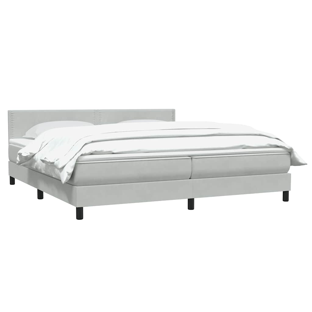 Giroletto a Molle con Materasso Grigio Chiaro 180x210cm Velluto