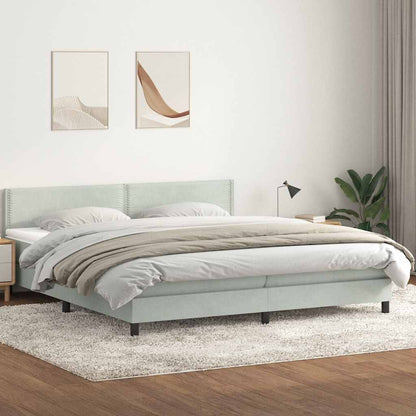 Giroletto a Molle con Materasso Grigio Chiaro 180x210cm Velluto