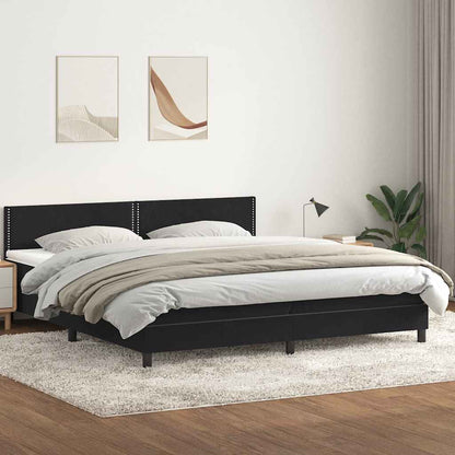 Giroletto a Molle con Materasso Nero 180x210 cm in Velluto