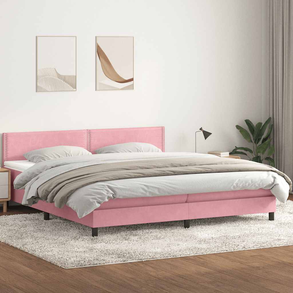 Giroletto a Molle con Materasso Rosa 180x210 cm in Velluto