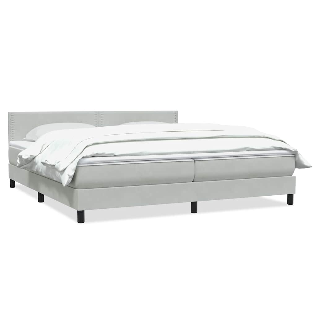 Giroletto a Molle con Materasso Grigio Chiaro 200x210cm Velluto