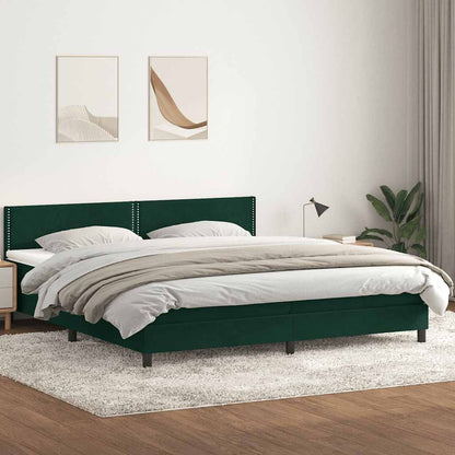 Giroletto a Molle con Materasso Verde Scuro 200x210 cm Velluto