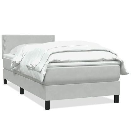 Giroletto a Molle con Materasso Grigio Chiaro 80x220 cm Velluto