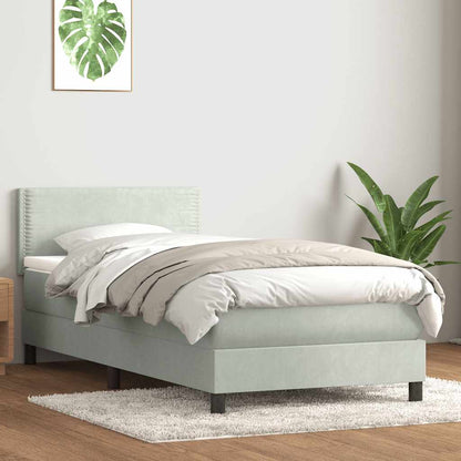 Giroletto a Molle con Materasso Grigio Chiaro 80x220 cm Velluto