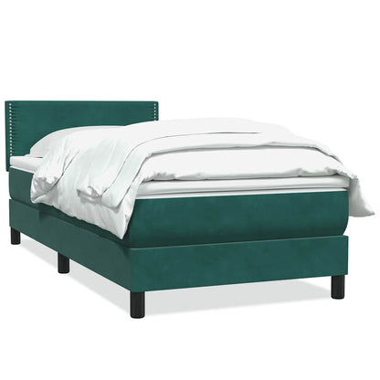 Giroletto a Molle con Materasso Verde Scuro 80x220 cm Velluto