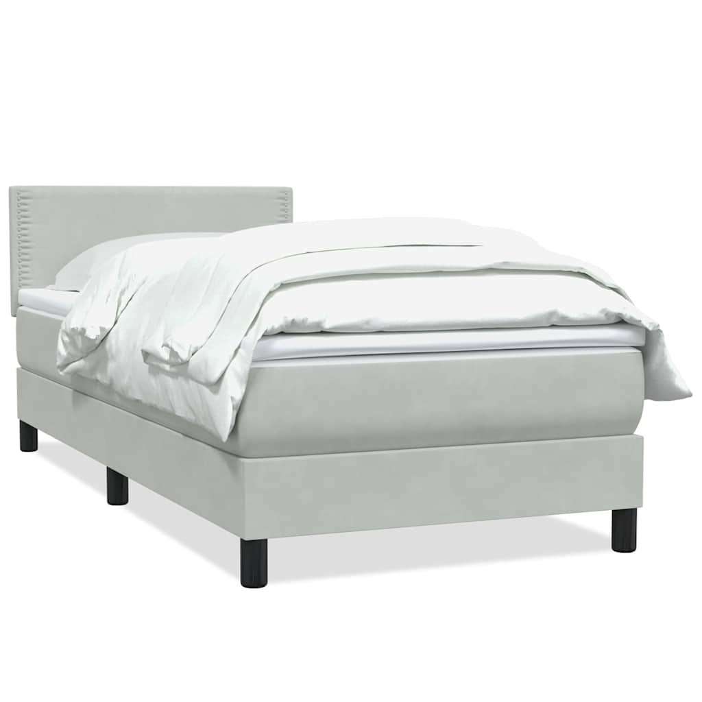 Giroletto a Molle con Materasso Grigio Chiaro 90x220 cm Velluto