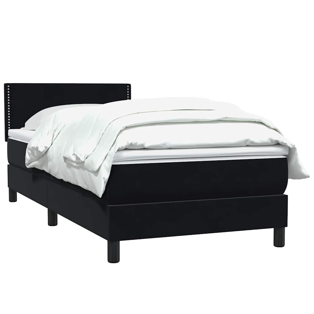 Giroletto a Molle con Materasso Nero 90x220 cm in Velluto