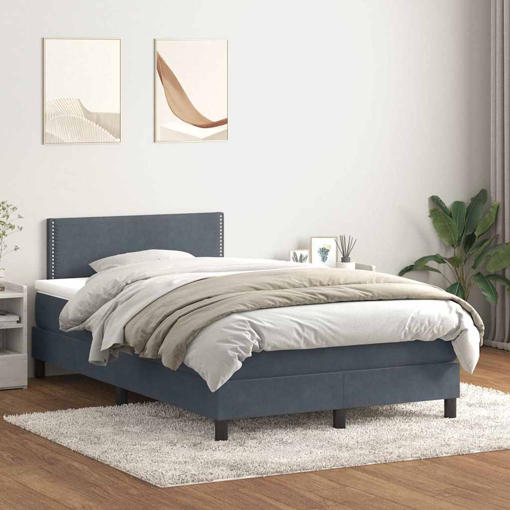 Giroletto a Molle con Materasso Grigio Scuro 120x220 cm Velluto