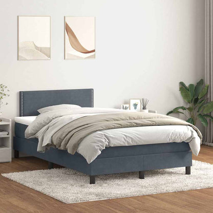 Giroletto a Molle con Materasso Grigio Scuro 120x220 cm Velluto