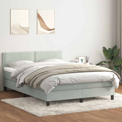Giroletto a Molle con Materasso Grigio Chiaro 140x220cm Velluto