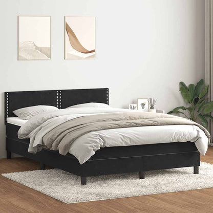 Giroletto a Molle con Materasso Nero 140x220 cm in Velluto