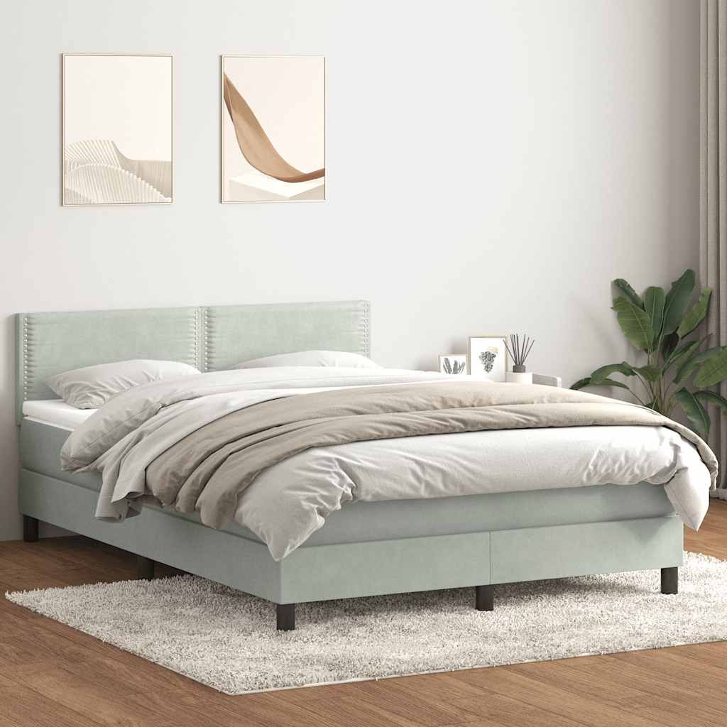 Giroletto a Molle con Materasso Grigio Chiaro 160x220cm Velluto