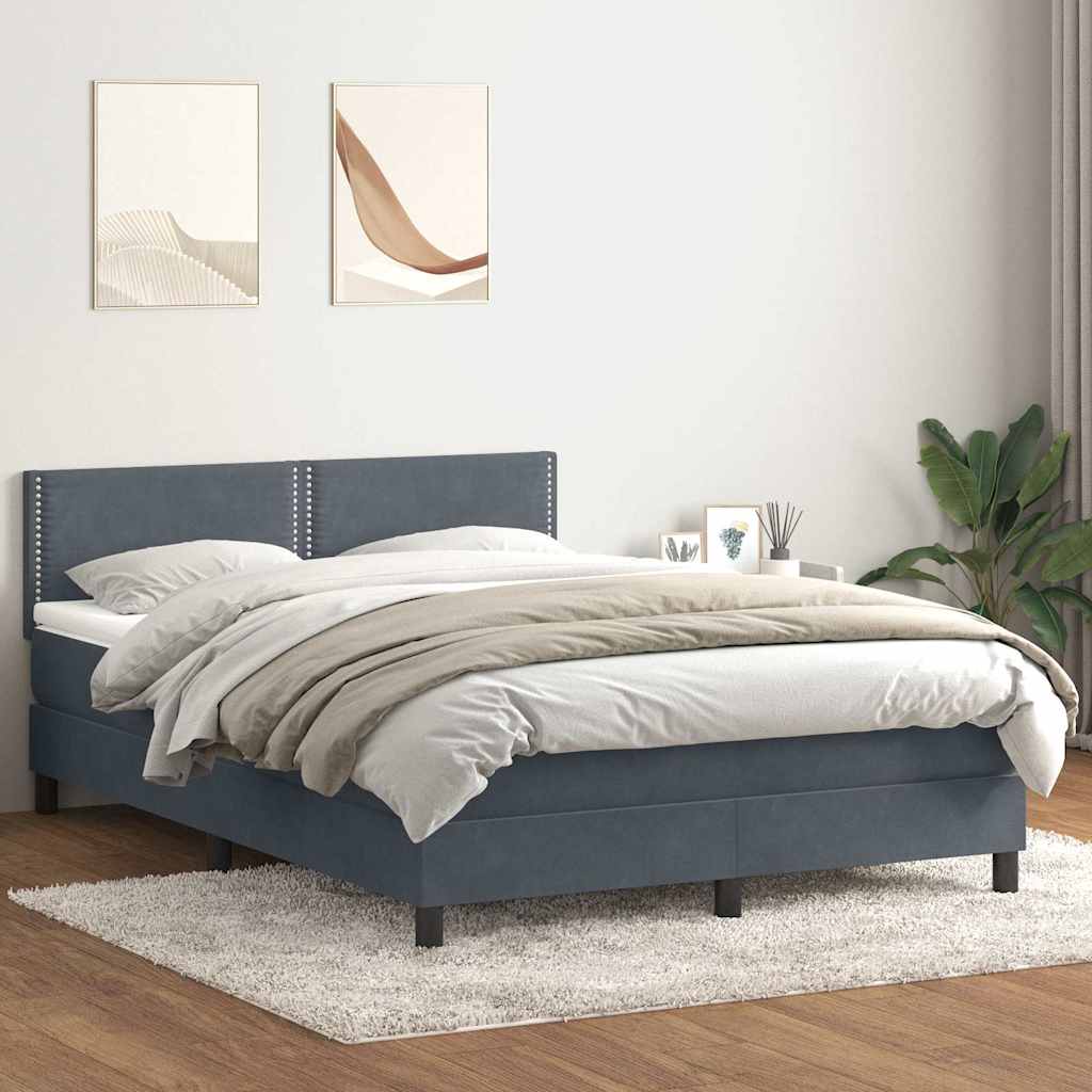 Giroletto a Molle con Materasso Grigio Scuro 160x220 cm Velluto