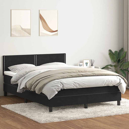 Giroletto a Molle con Materasso Nero 160x220 cm in Velluto