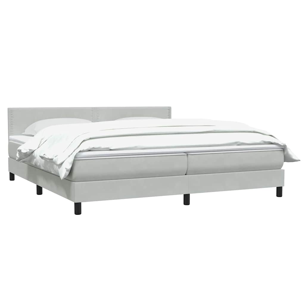 Giroletto a Molle con Materasso Grigio Chiaro 180x220cm Velluto