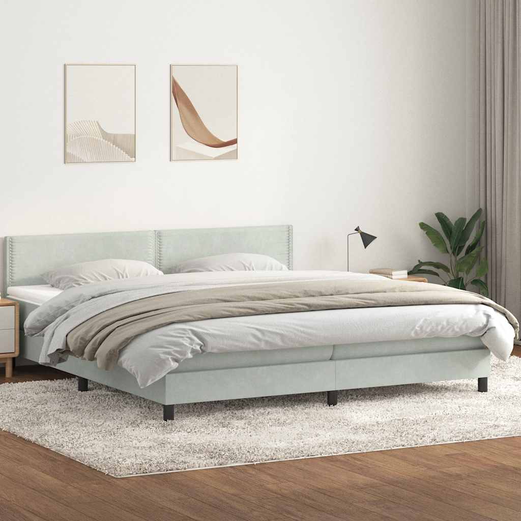Giroletto a Molle con Materasso Grigio Chiaro 180x220cm Velluto
