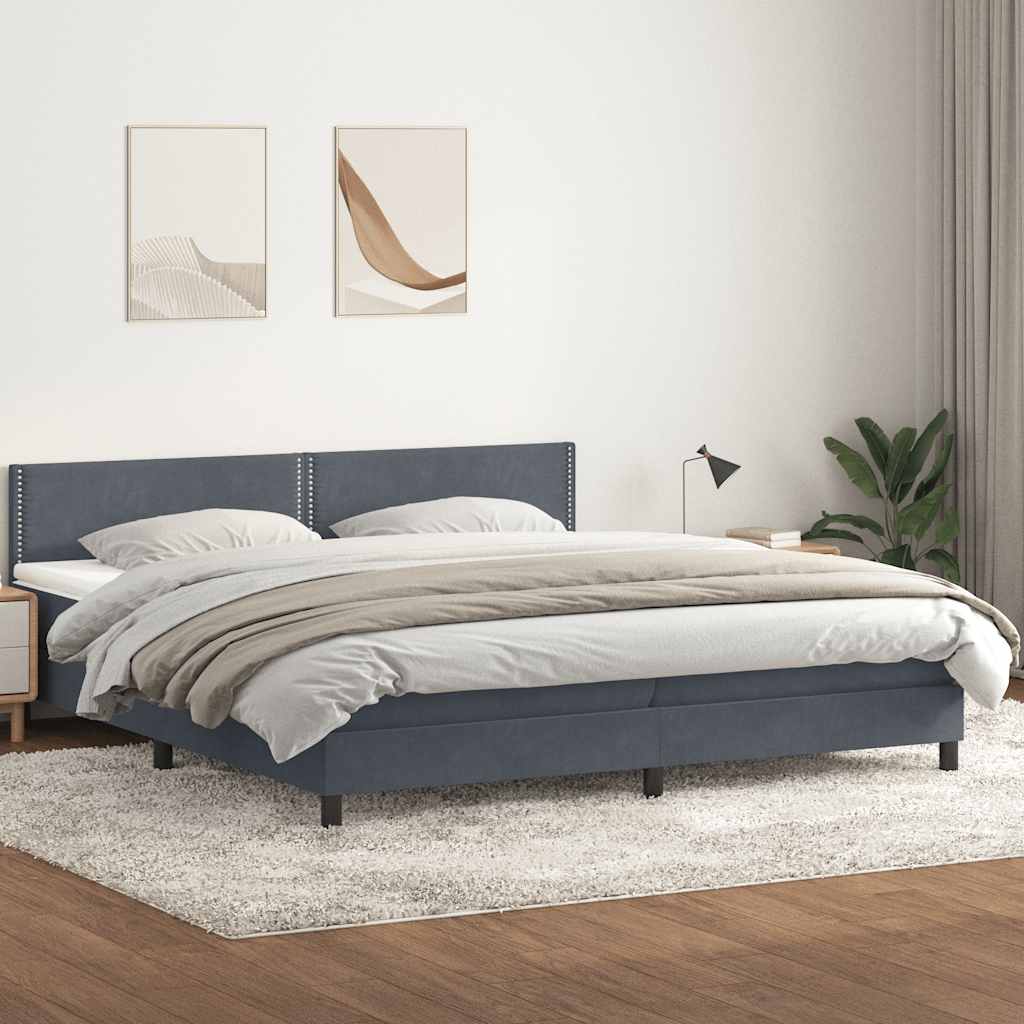 Giroletto a Molle con Materasso Grigio Scuro 180x220 cm Velluto