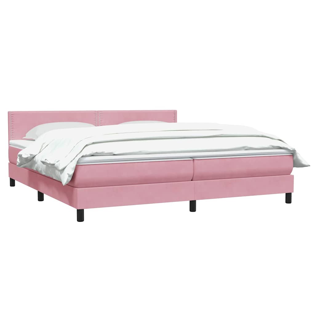 Giroletto a Molle con Materasso Rosa 180x220 cm in Velluto