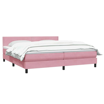 Giroletto a Molle con Materasso Rosa 180x220 cm in Velluto