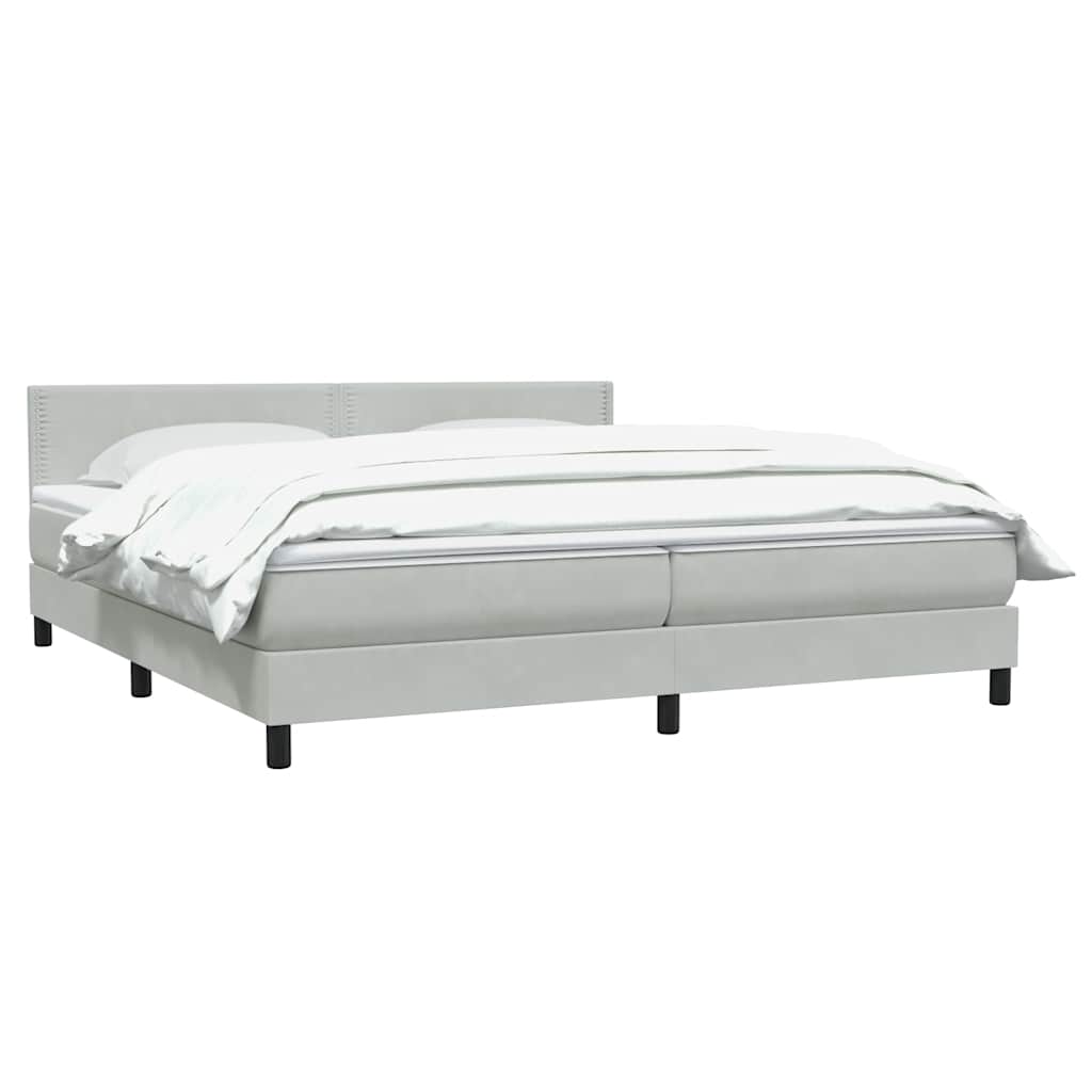 Giroletto a Molle con Materasso Grigio Chiaro 200x220cm Velluto