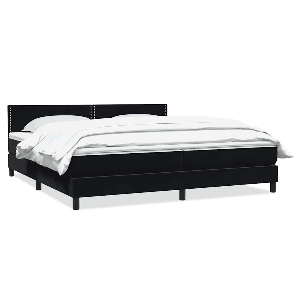 Giroletto a Molle con Materasso Nero 200x220 cm in Velluto