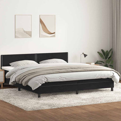Giroletto a Molle con Materasso Nero 200x220 cm in Velluto