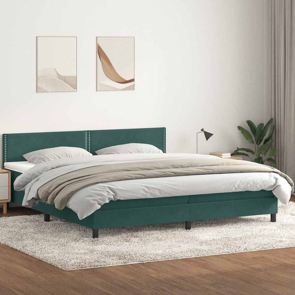 Giroletto a Molle con Materasso Verde Scuro 200x220 cm Velluto