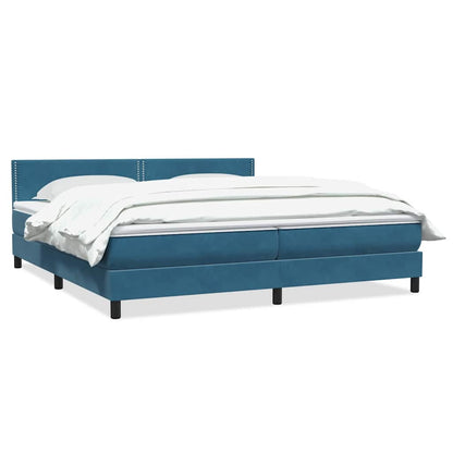 Giroletto a Molle con Materasso Blu Scuro 200x220 cm in Velluto