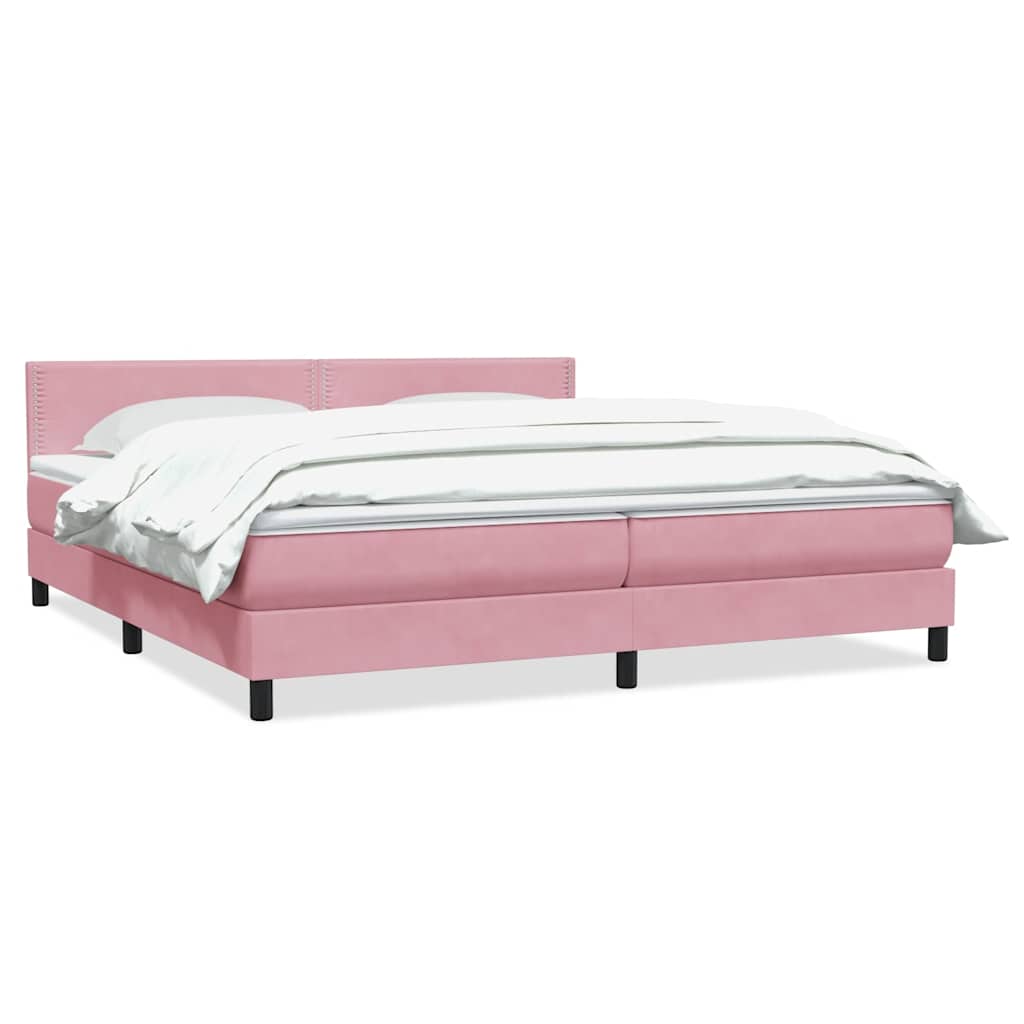 Giroletto a Molle con Materasso Rosa 200x220 cm in Velluto