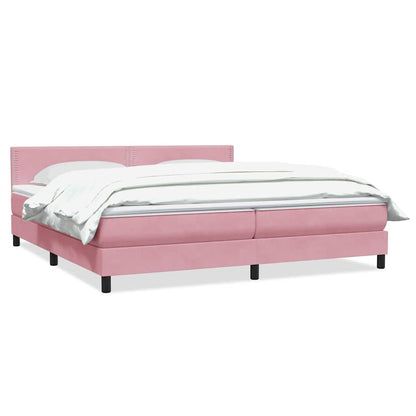 Giroletto a Molle con Materasso Rosa 200x220 cm in Velluto