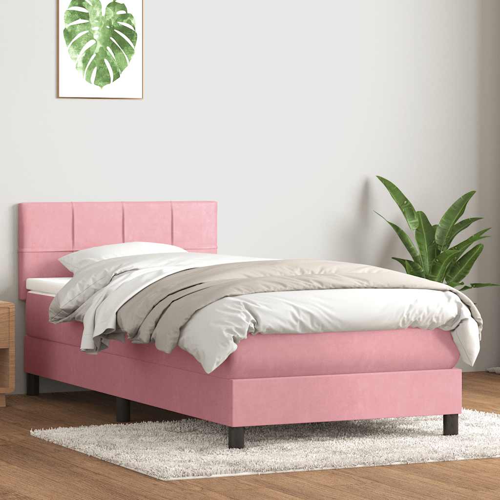 Giroletto a Molle con Materasso Rosa 80x210 cm Velluto