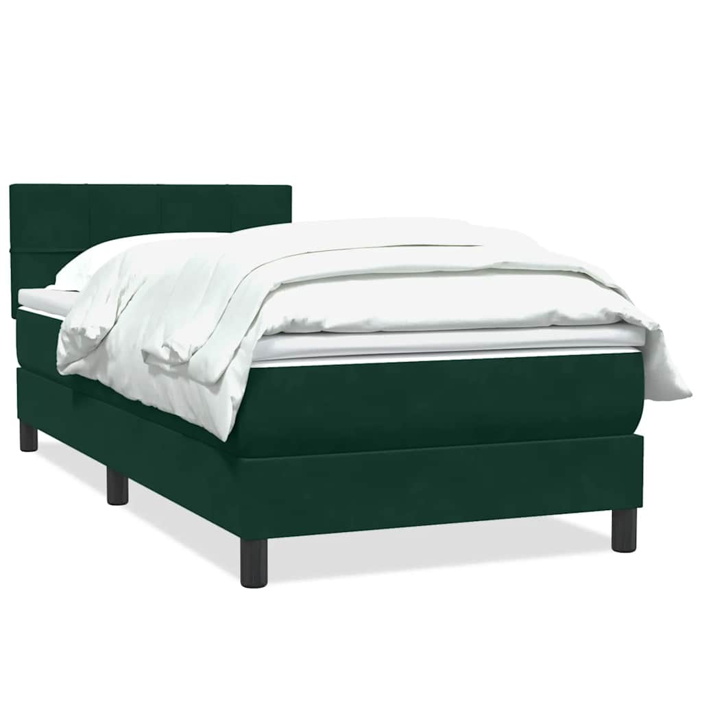 Giroletto a Molle con Materasso Verde Scuro 90x210 cm Velluto