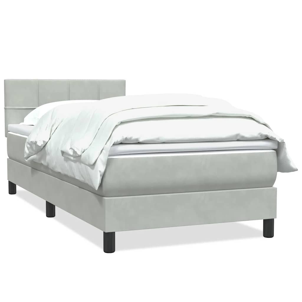 Giroletto a Molle con Materasso Grigio Chiaro 100x210cm Velluto