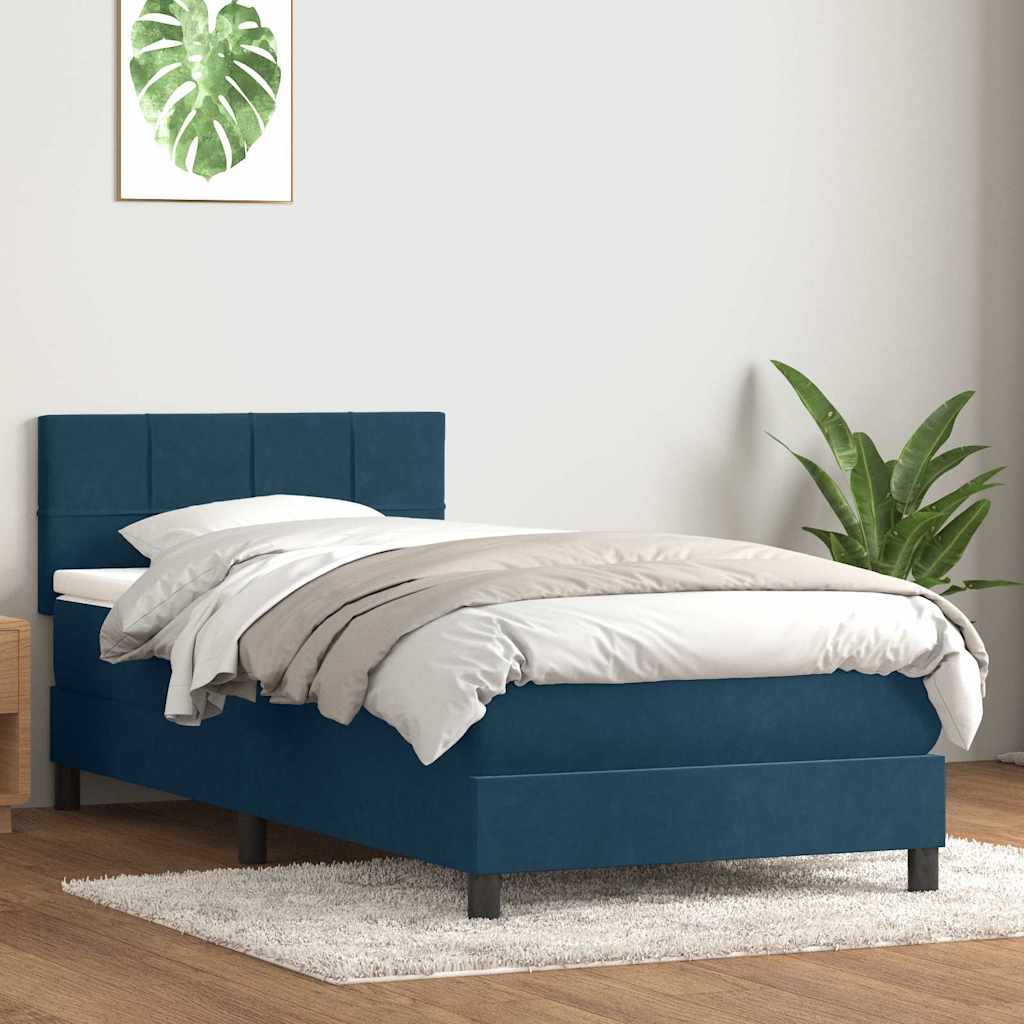 Giroletto a Molle con Materasso Blu Scuro 100x210 cm in Velluto