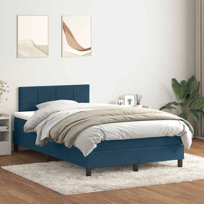 Giroletto a Molle con Materasso Blu Scuro 120x210 cm in Velluto