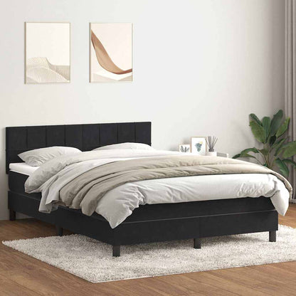 Giroletto a Molle con Materasso Nero 140x210 cm in Velluto